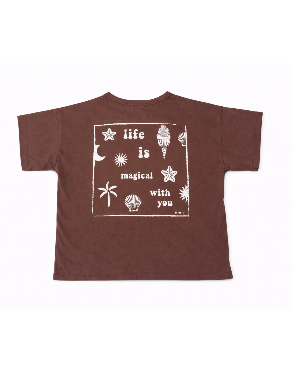 little warm brown LIFE IS MAGICAL t-shirt loose fit