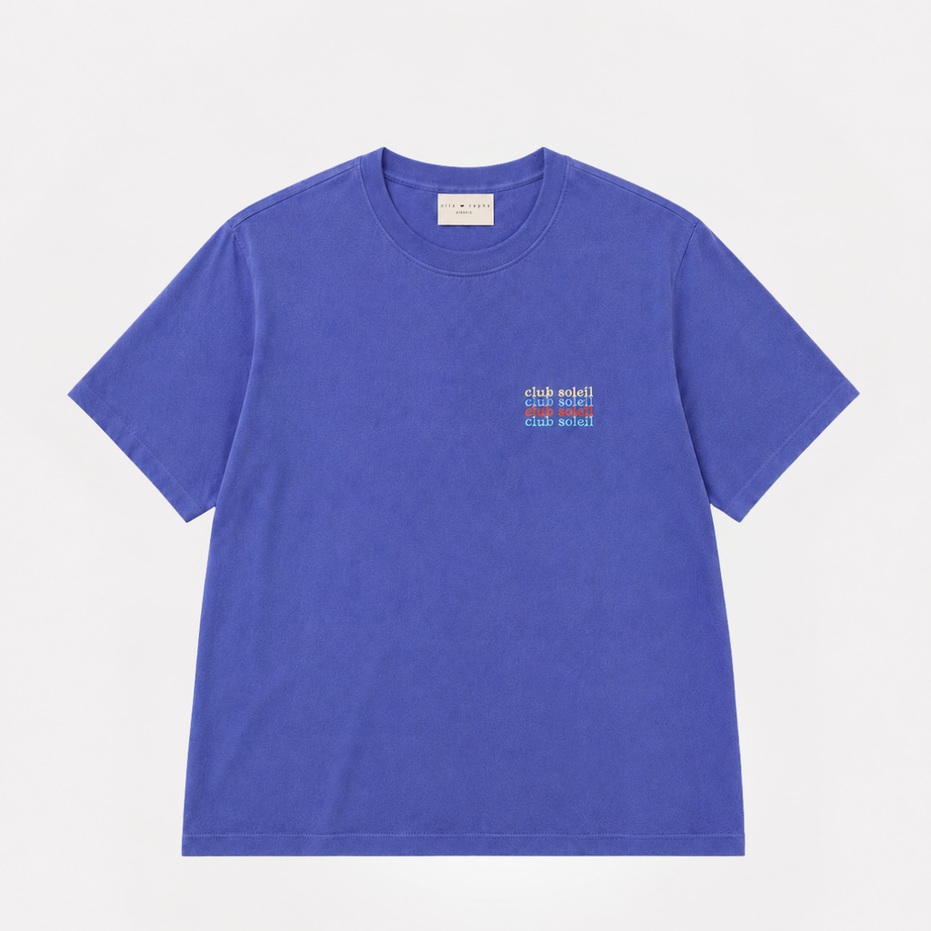 men CLUB SOLEIL washed purple t-shirt (loose fit)