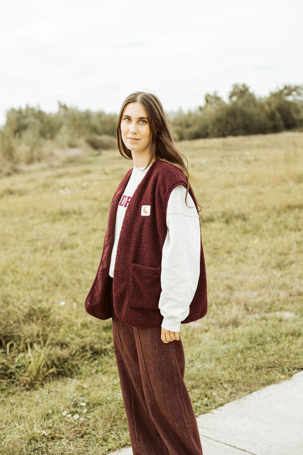 women sleeveless teddy VEST burgundy
