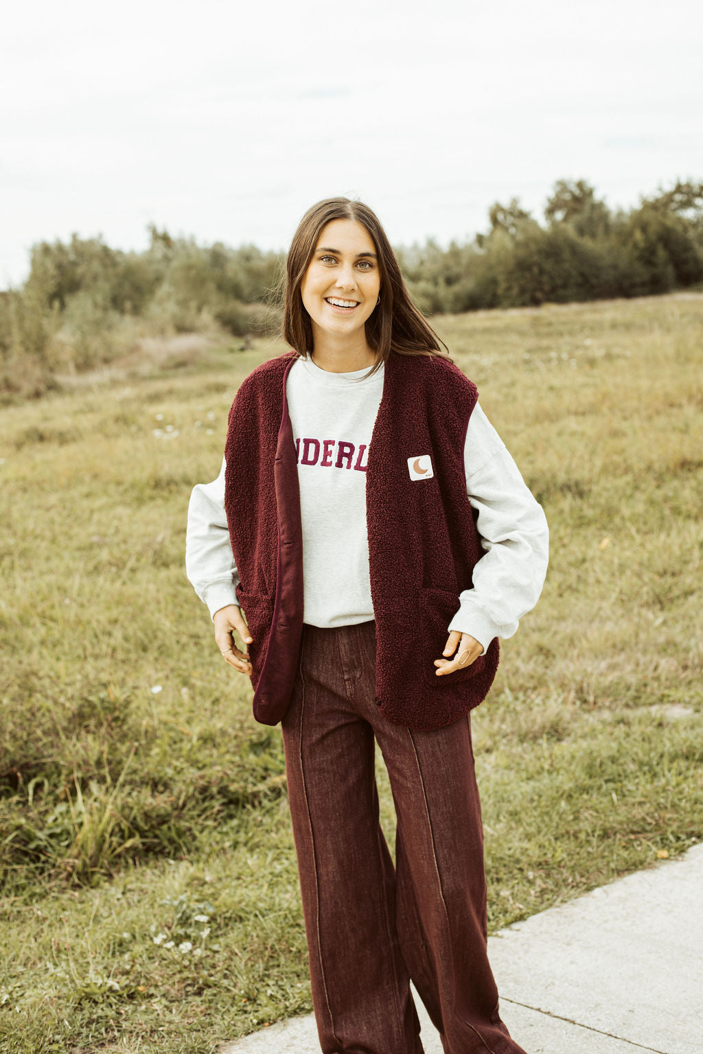 women sleeveless teddy VEST burgundy