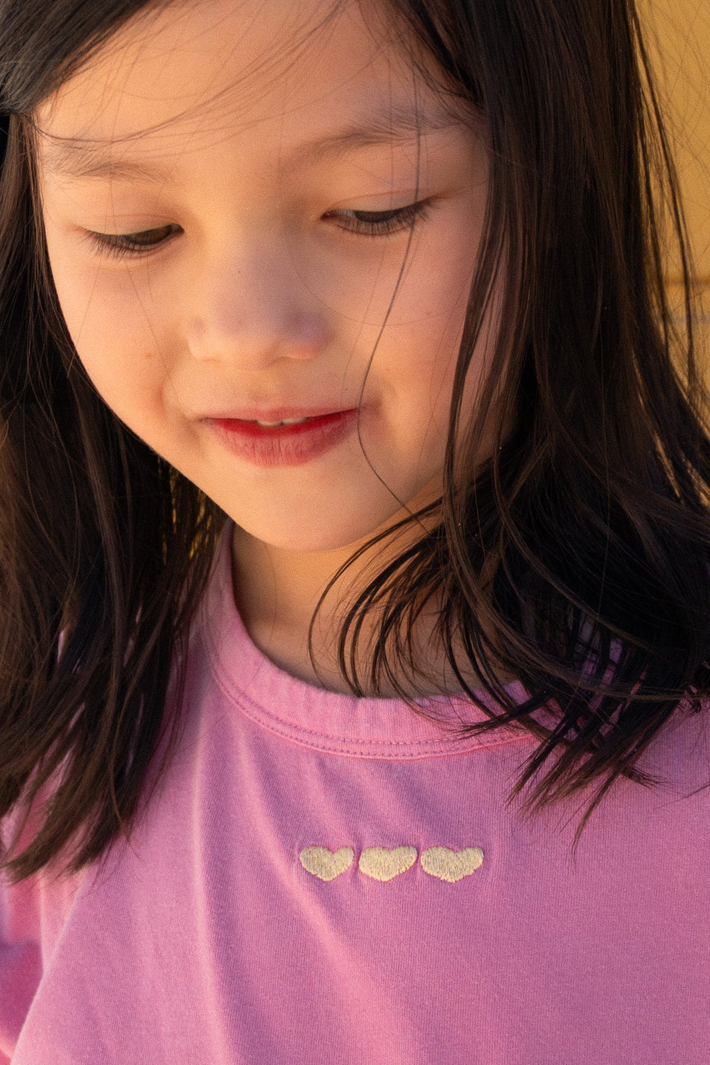 little HEARTS t-shirt pink loose fit