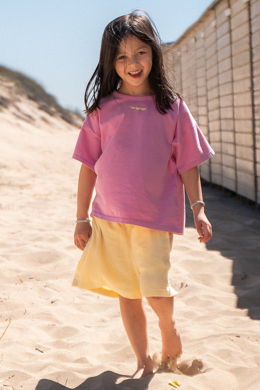 little HEARTS t-shirt pink loose fit