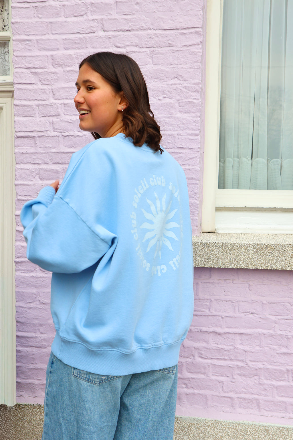light blue CLUB SOLEIL SUN sweatshirt loose fit