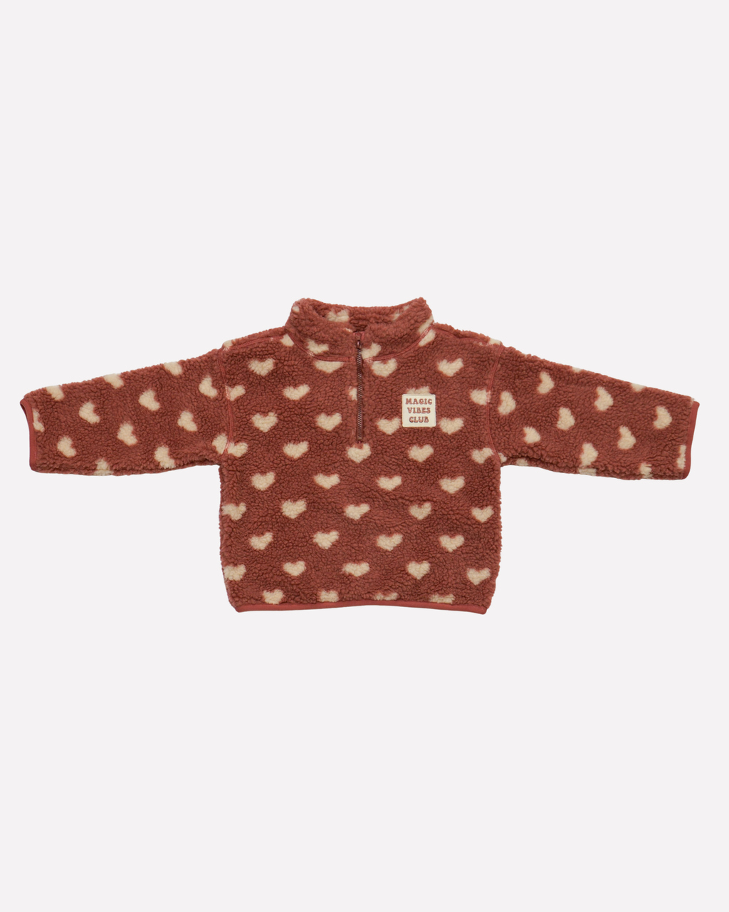 little teddy HEART half-zip sweatshirt
