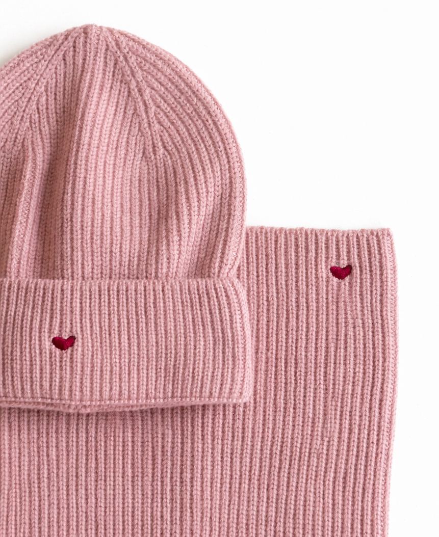 soft rose HEART beanie