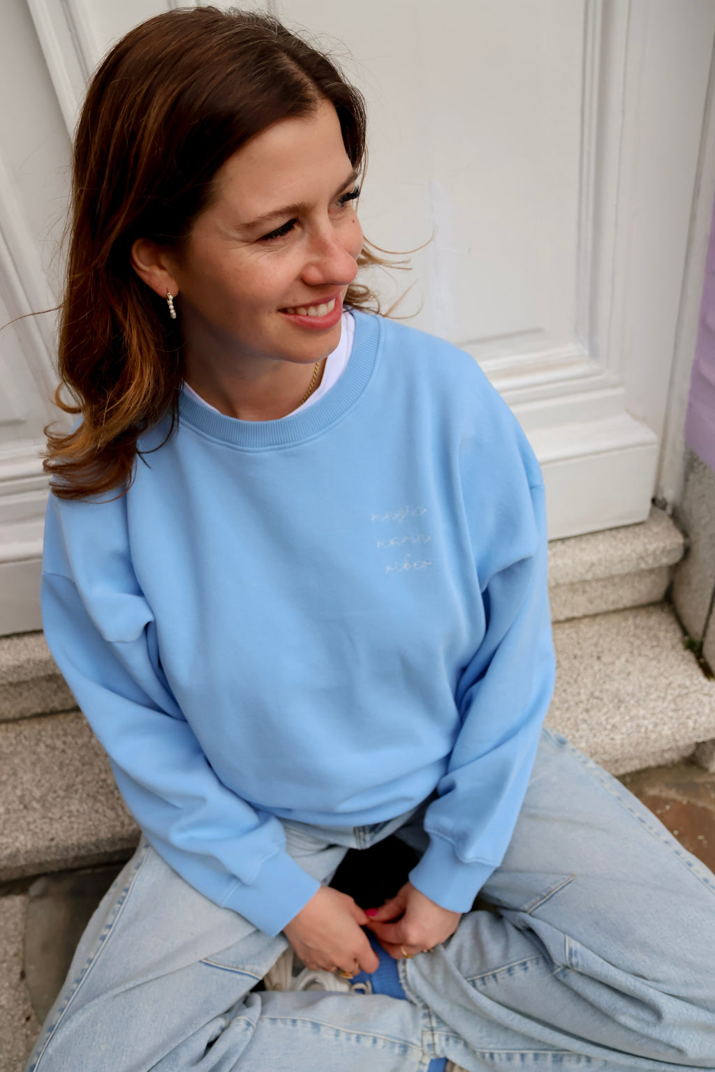 light blue MAMA loose fit