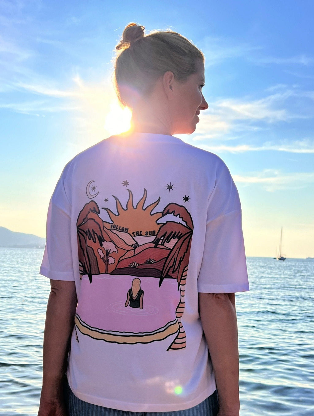 white FOLLOW the SUN loose fit