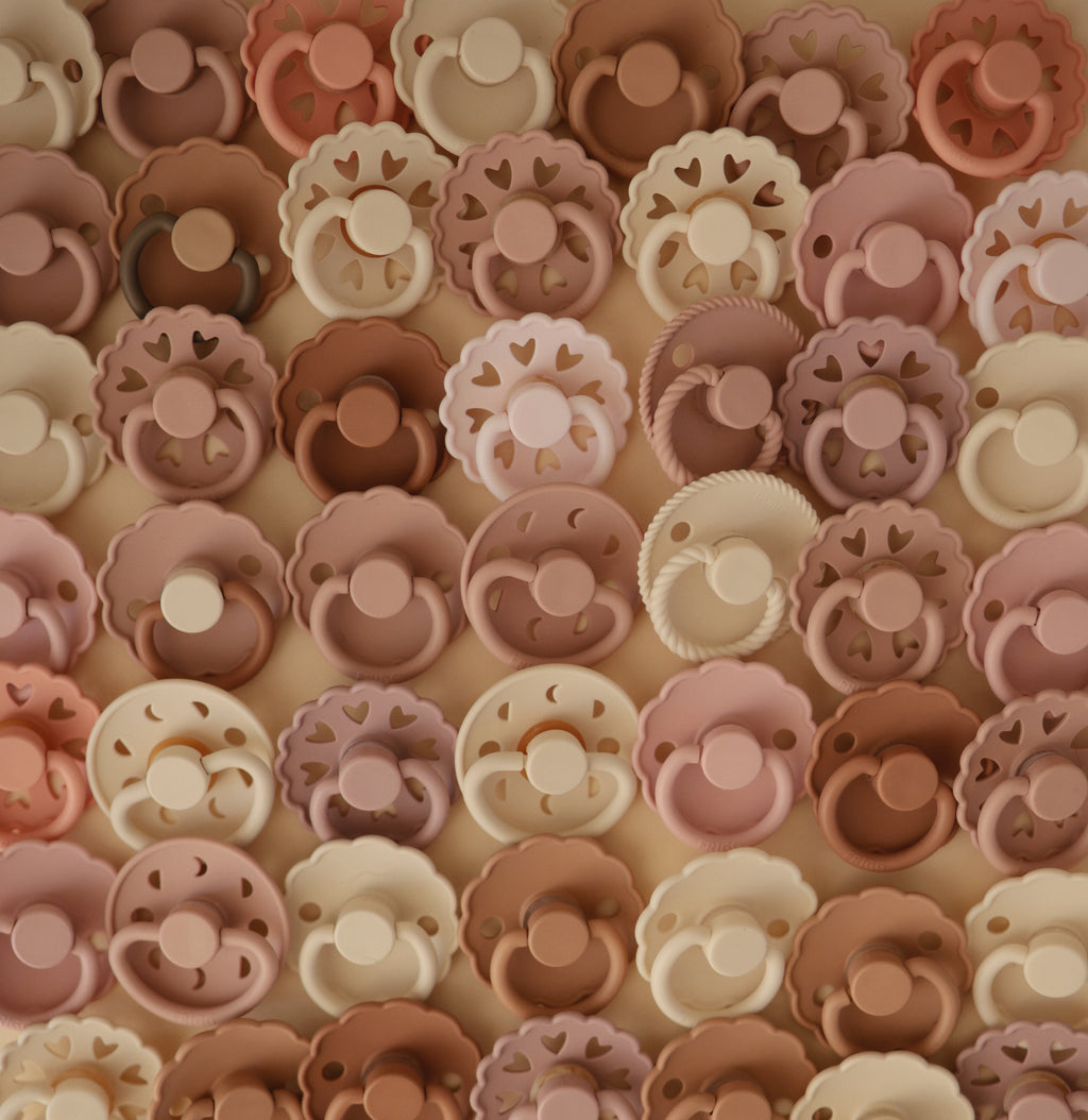 cream & croissant HEARTS PACIFIER