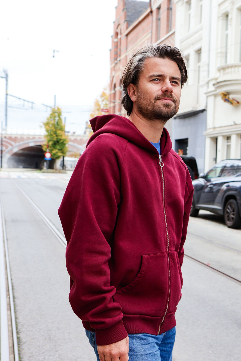 burgundy MOON hoodie - men