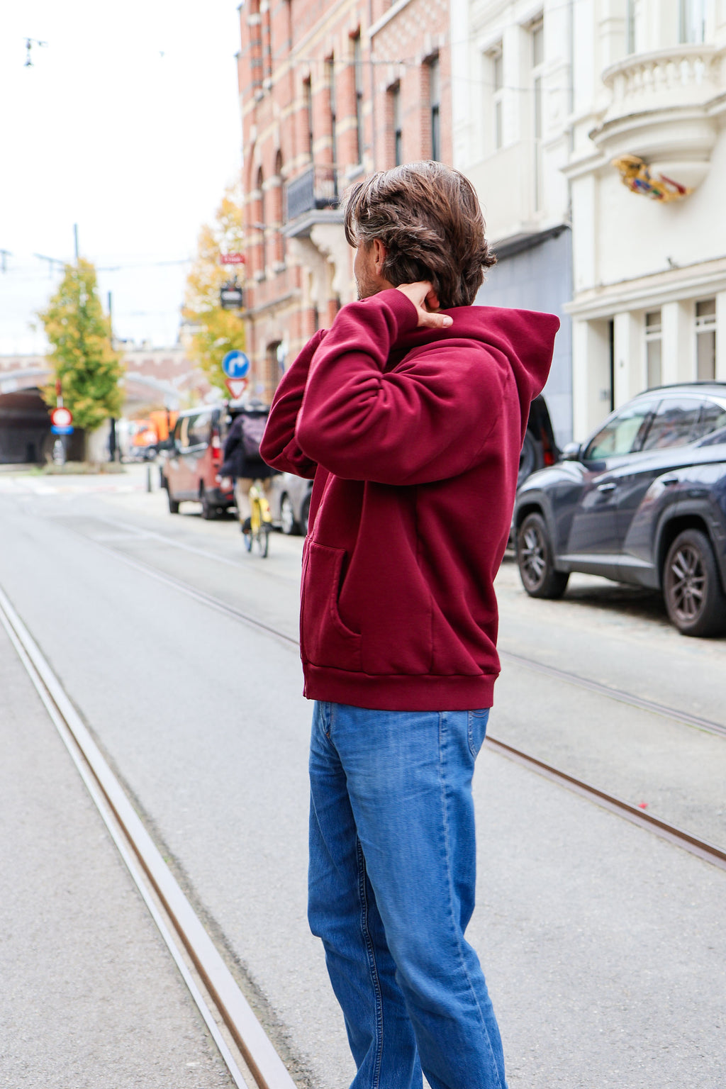 burgundy MOON hoodie - men