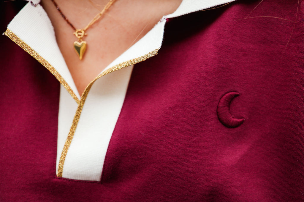 burgundy sweatshirt polo MOON