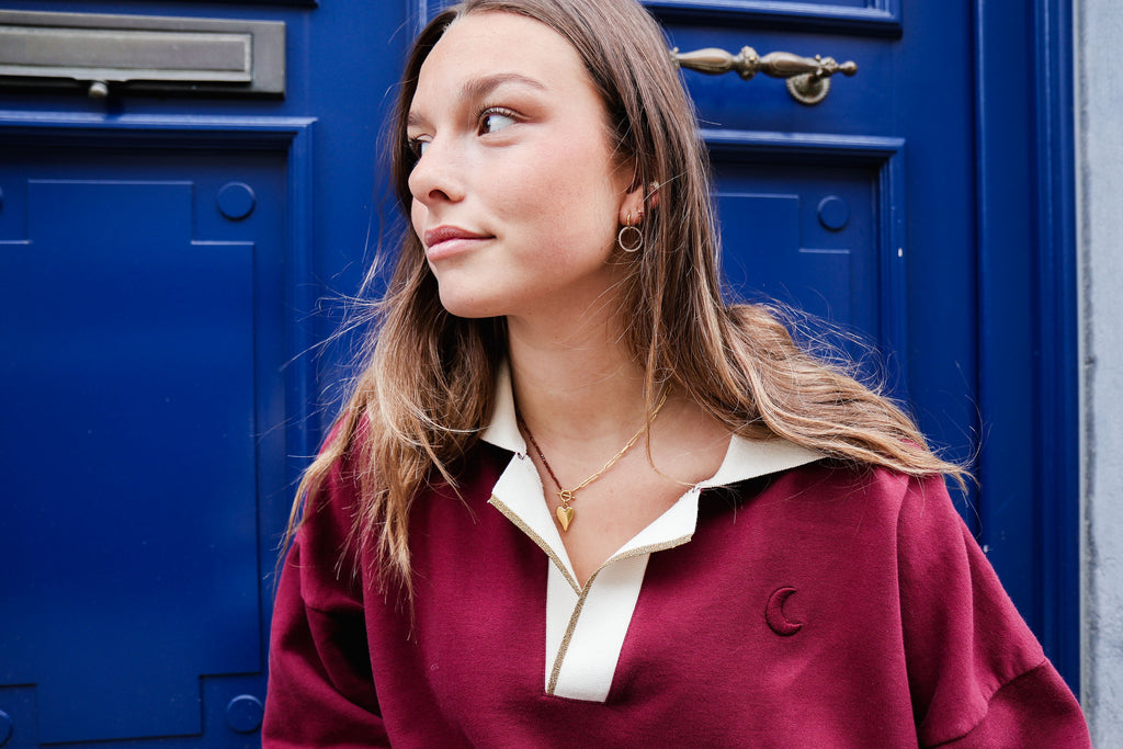 burgundy sweatshirt polo MOON