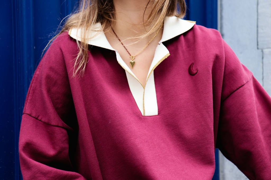 burgundy sweatshirt polo MOON