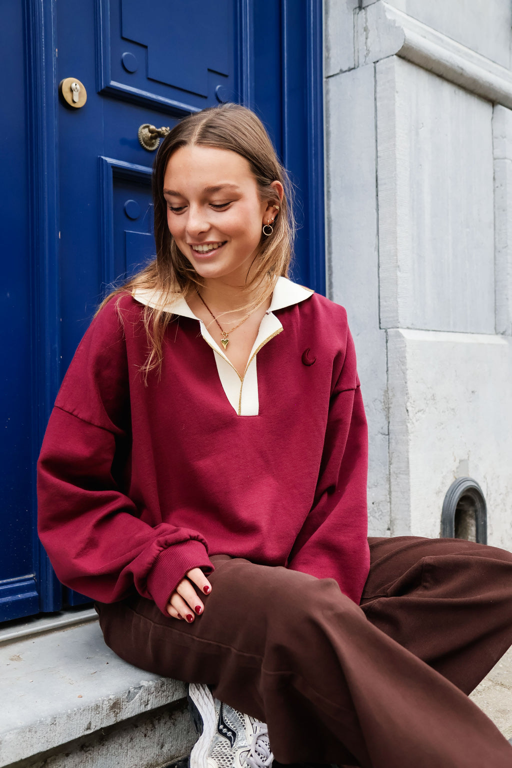 burgundy sweatshirt polo MOON