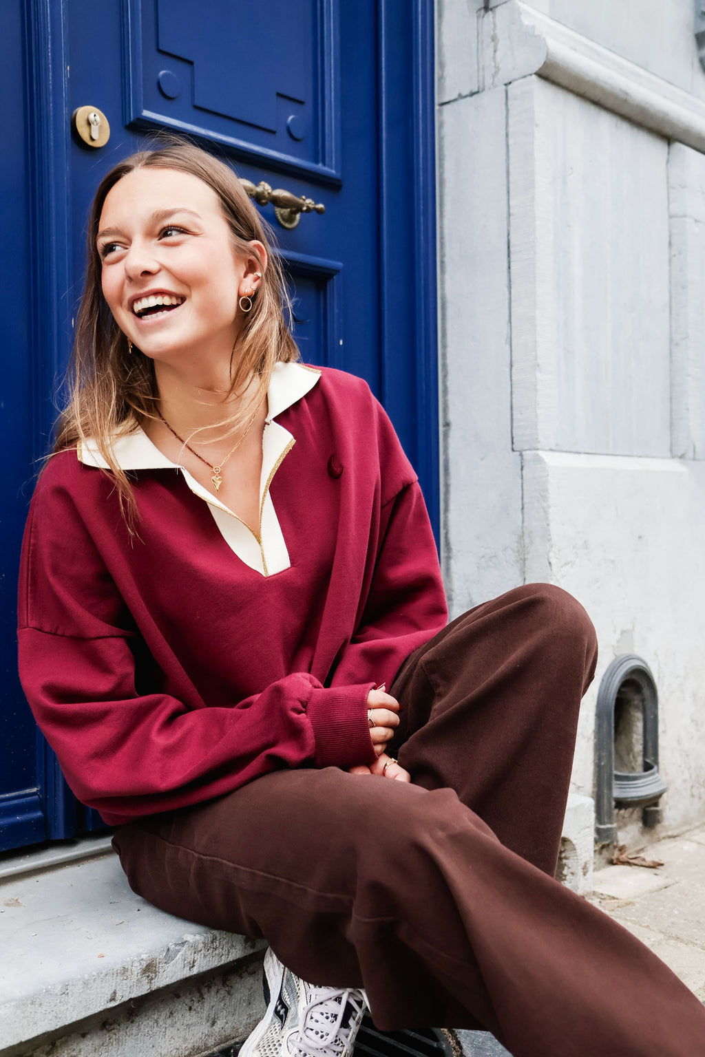 burgundy sweatshirt polo MOON