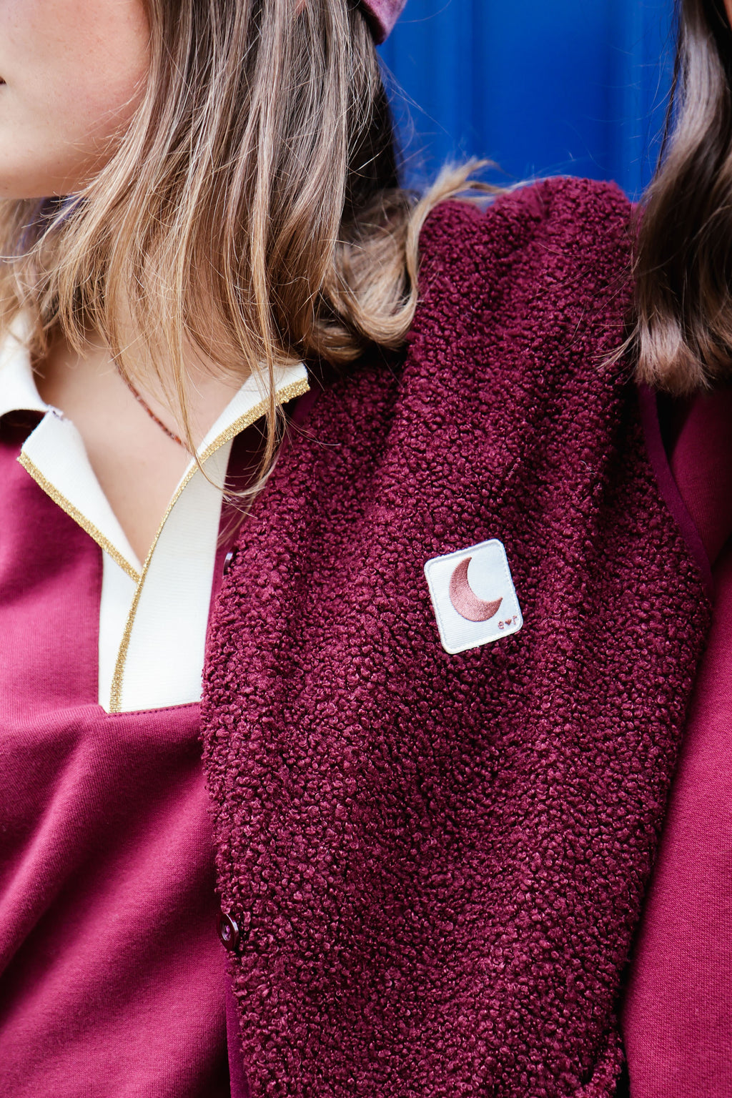 women sleeveless teddy VEST burgundy