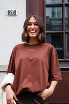 warm brown CLUB LOVE t-shirt loose fit