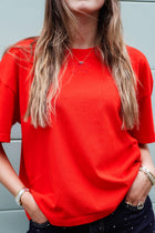 fiery red BOW t-shirt loose fit