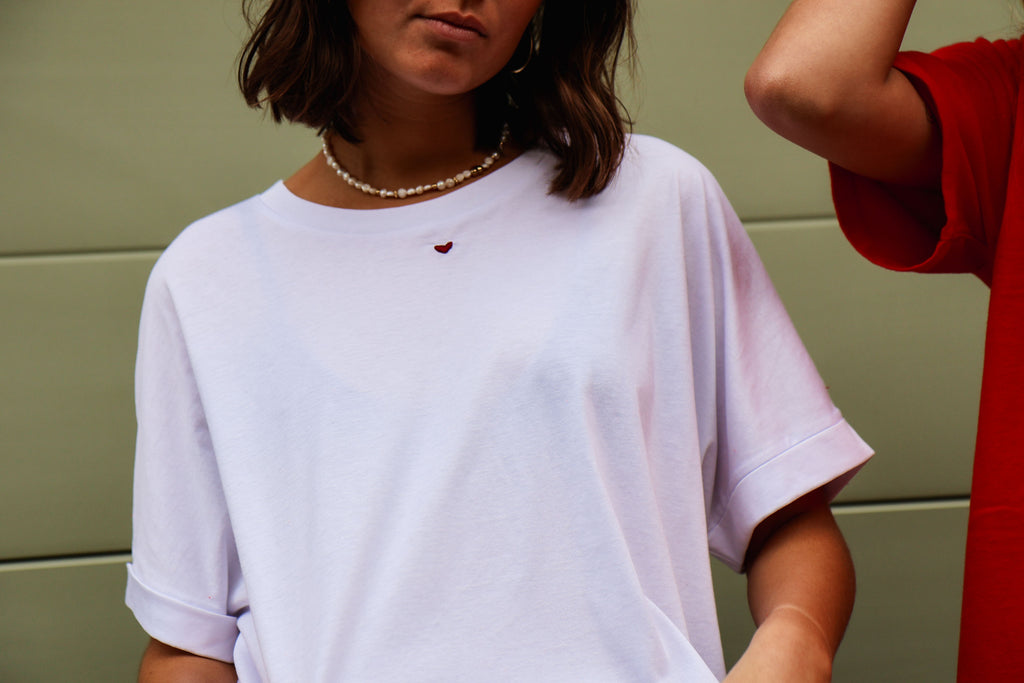 white HEART loose fit
