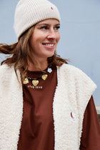 women sleeveless teddy VEST beige