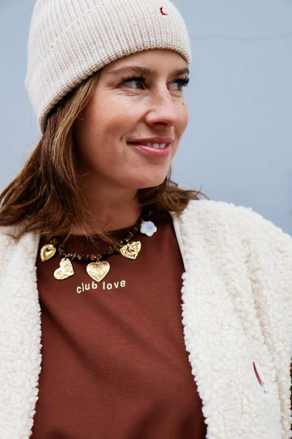 brown HEARTS funky necklace