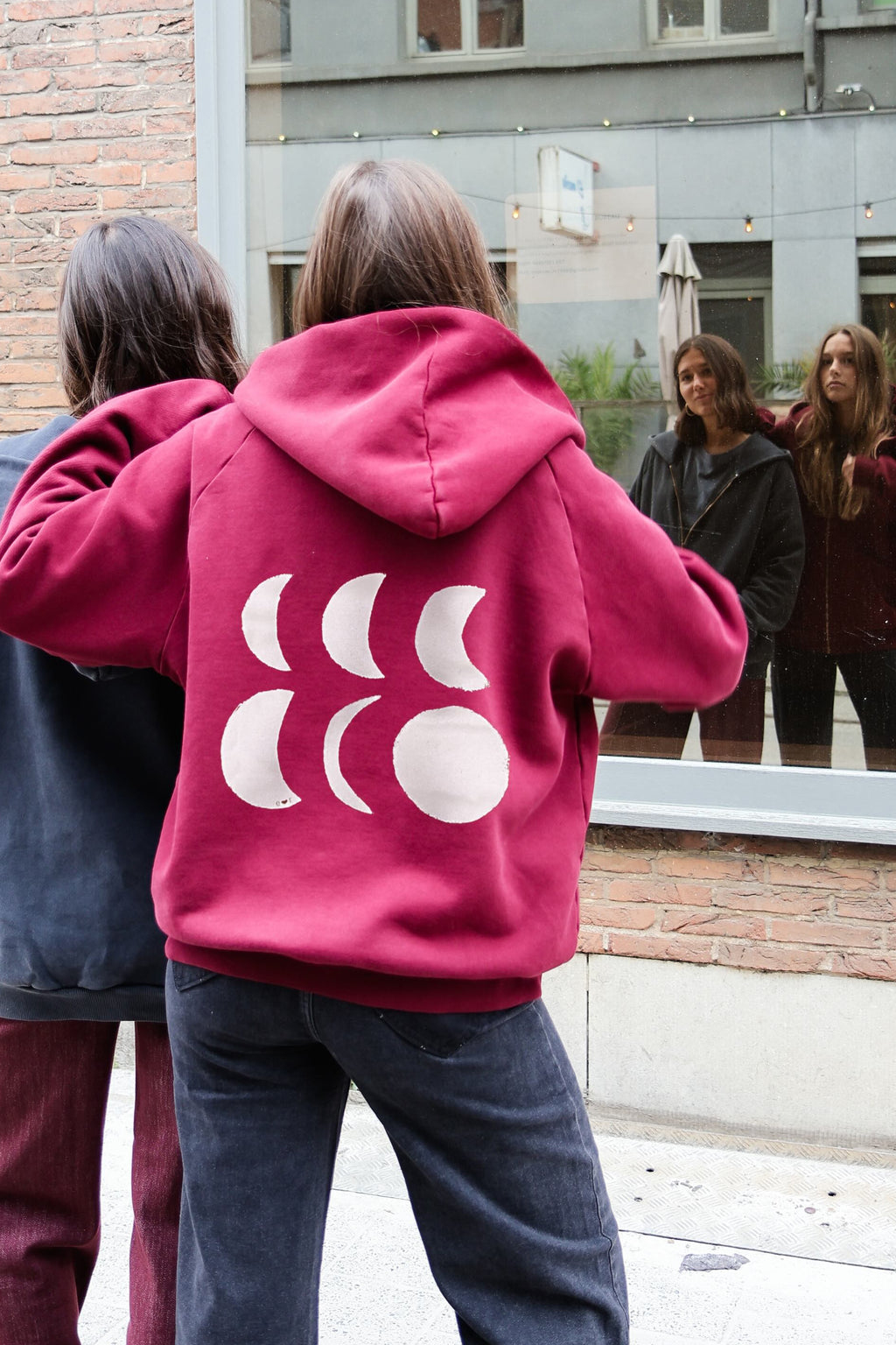 burgundy MOON hoodie - women
