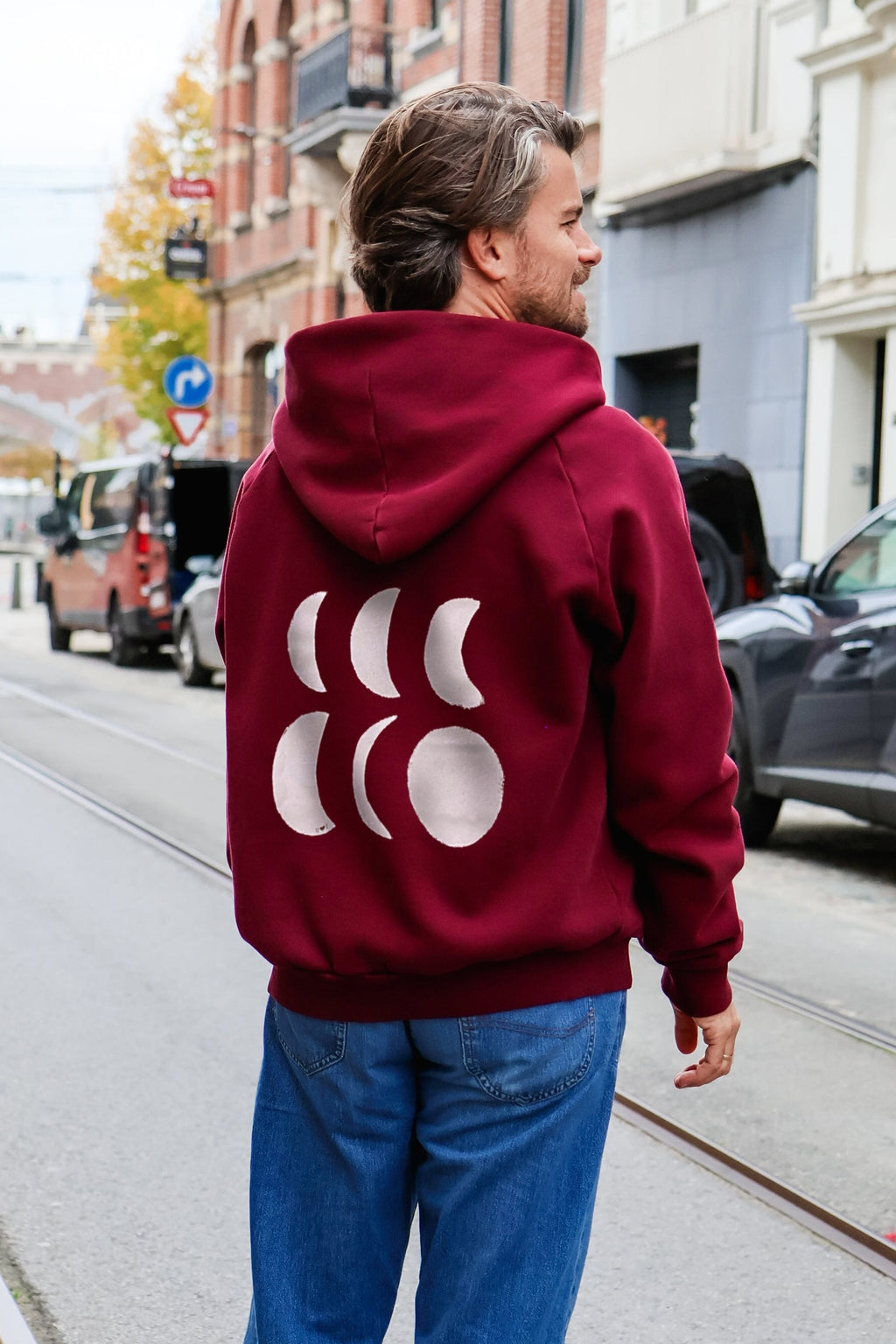 burgundy MOON hoodie - men