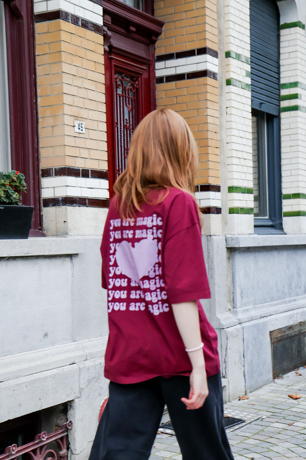 burgundy YOU ARE MAGIC t-shirt loose fit