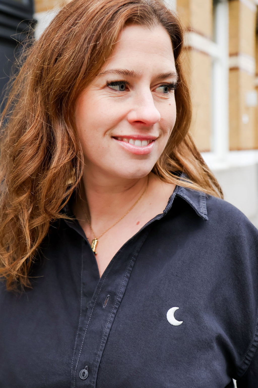 vintage black silver MOON worker shirt