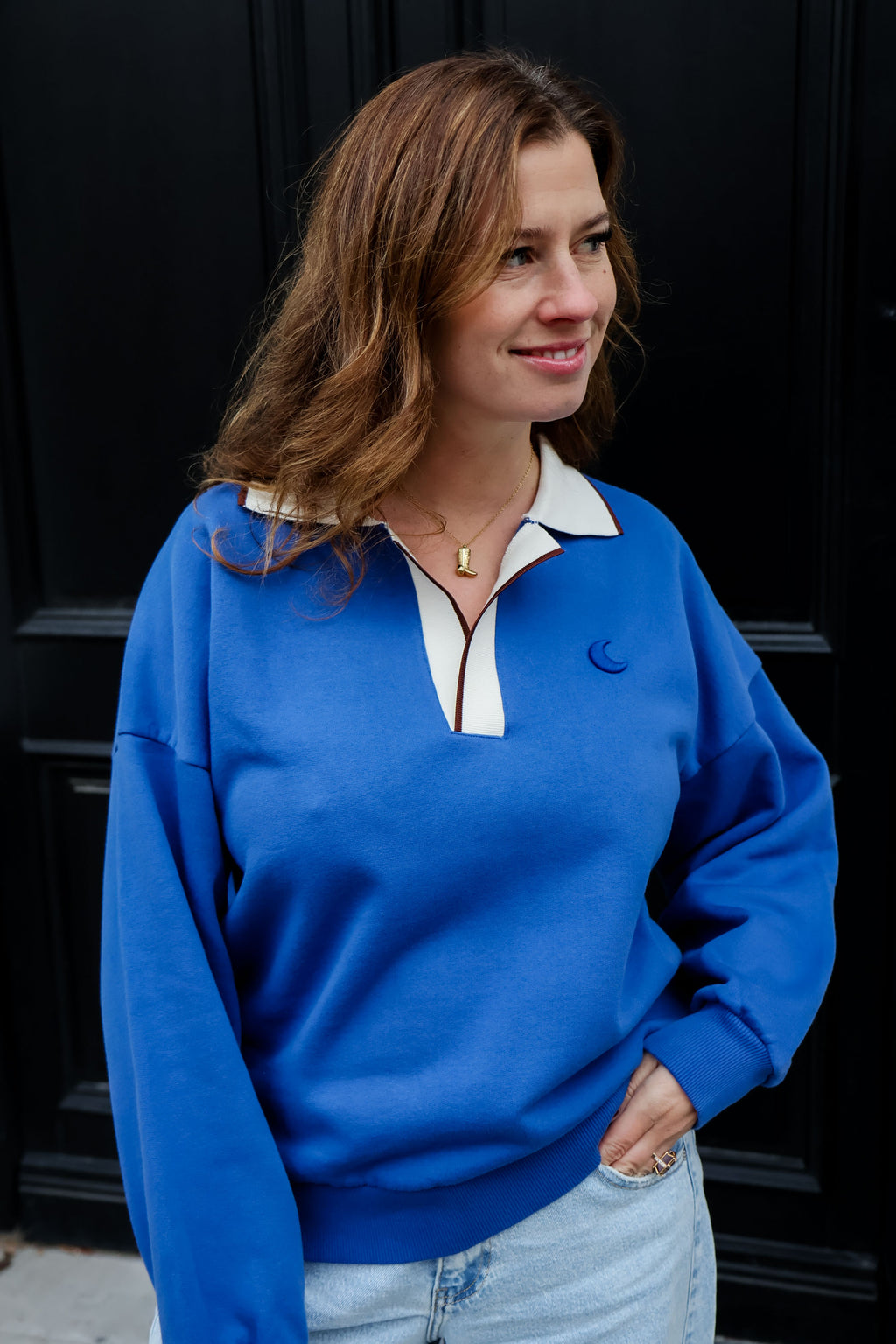 santorini blue sweatshirt polo MOON