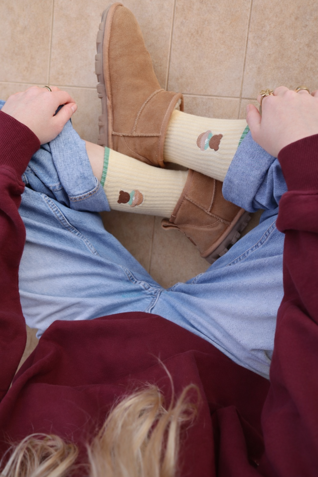 off white TEDDY BEAR socks