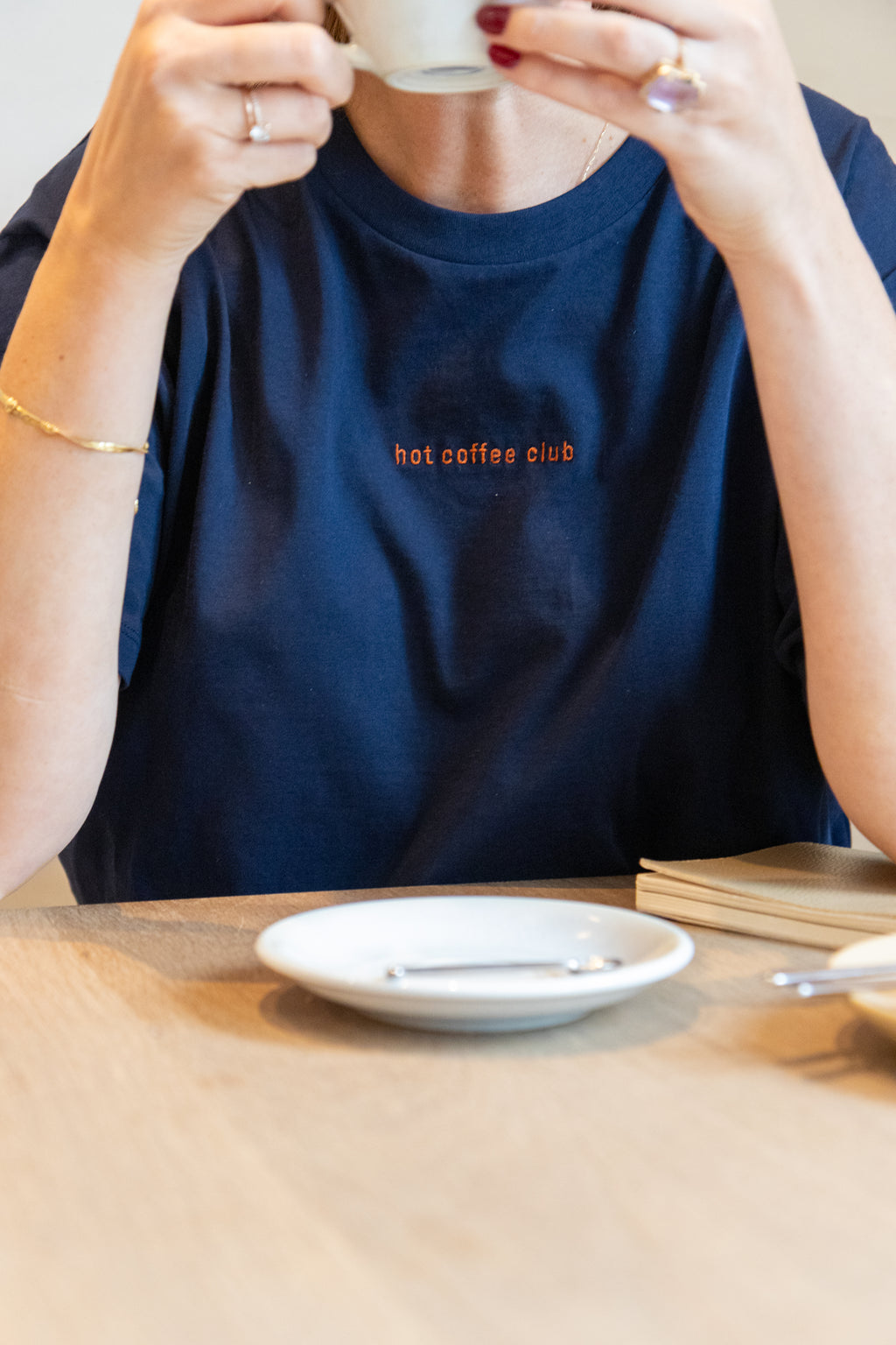 night blue HOT COFFEE CLUB loose fit