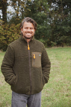 men KHAKI teddy JACKET regular fit
