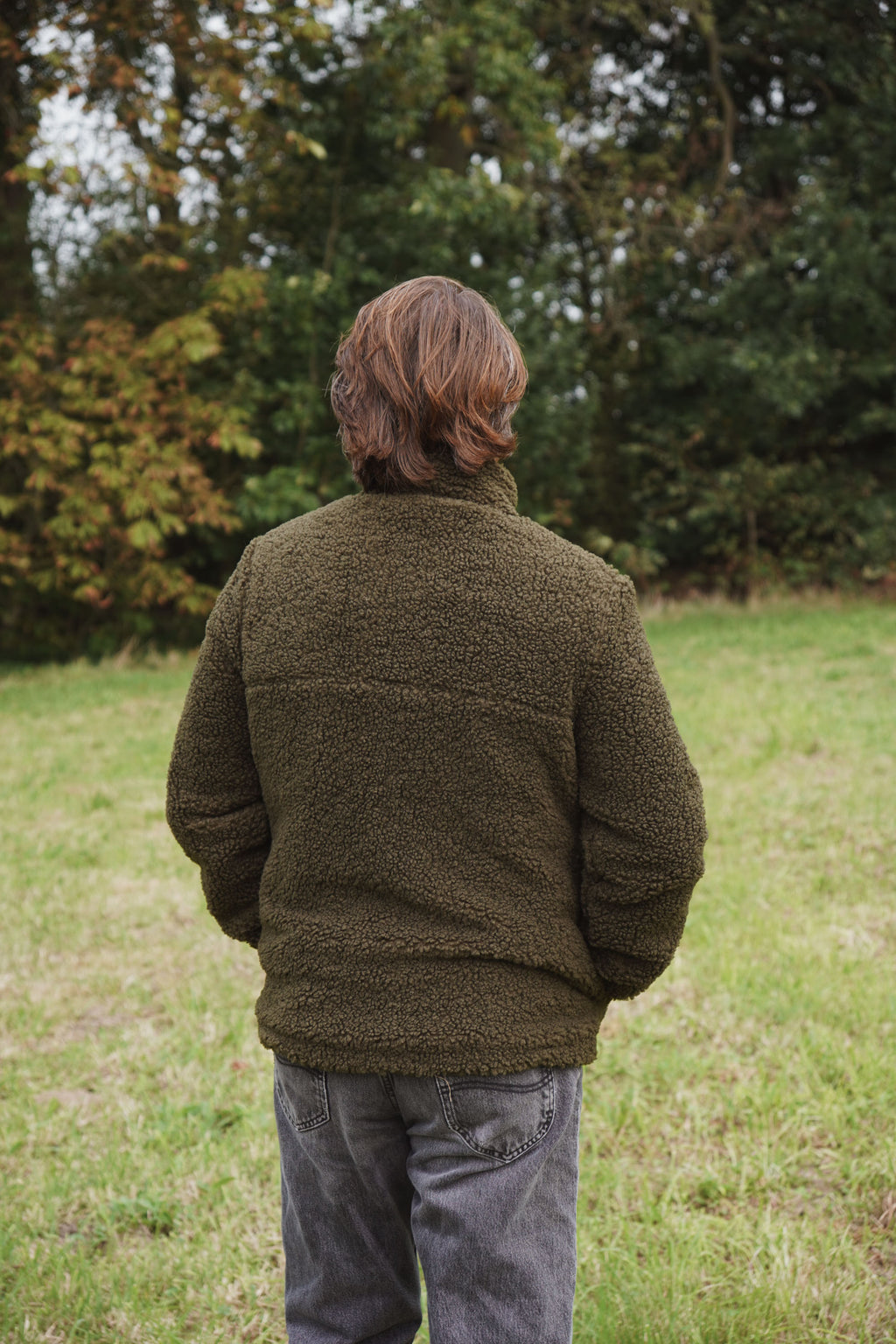 men KHAKI teddy JACKET regular fit