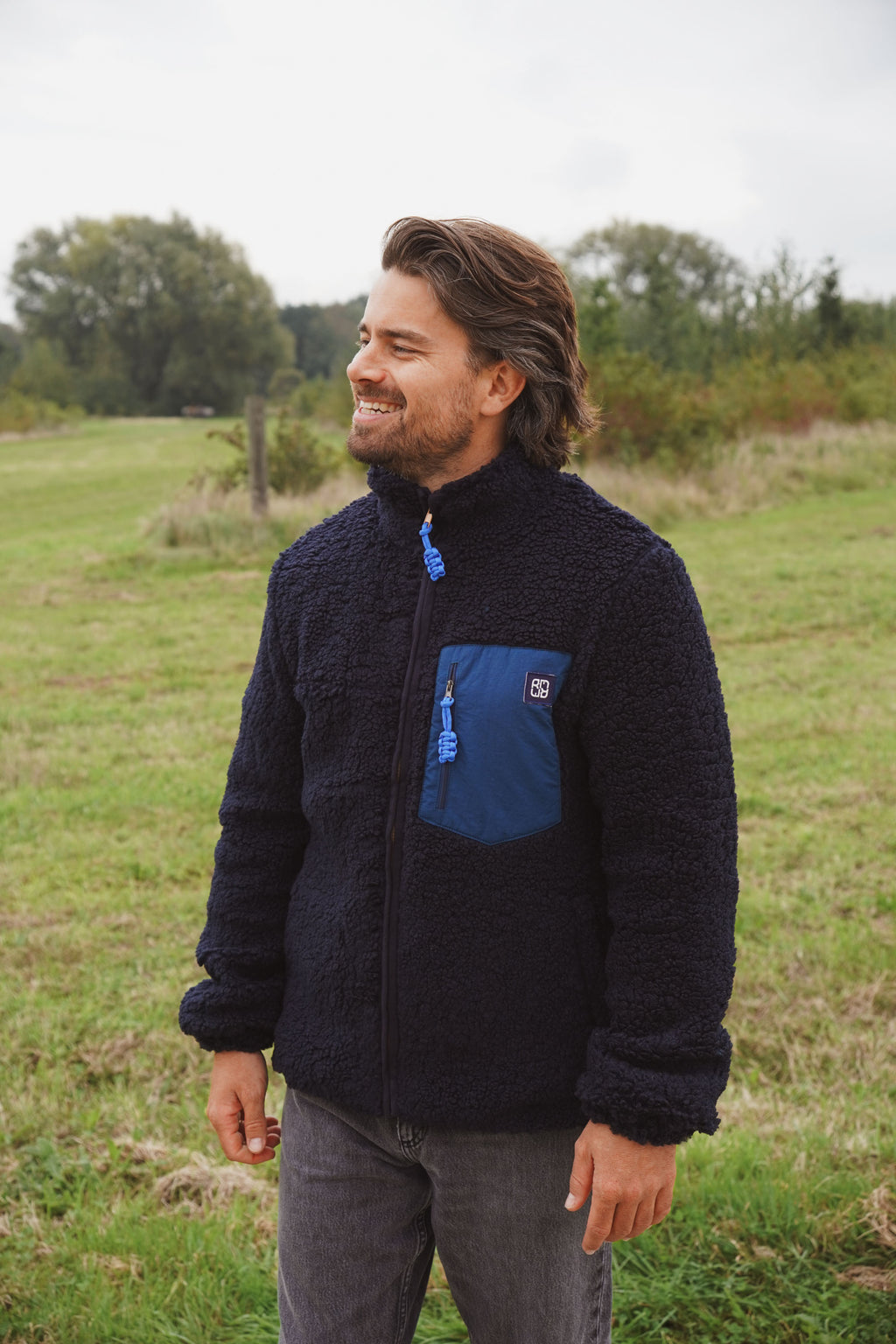 men NAVY teddy JACKET regular fit
