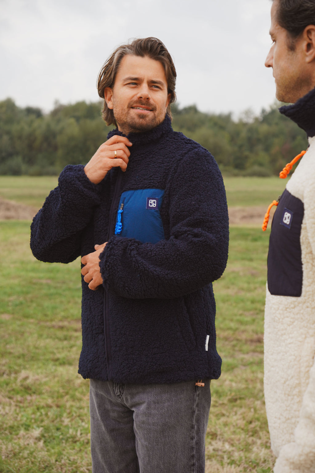 men NAVY teddy JACKET regular fit