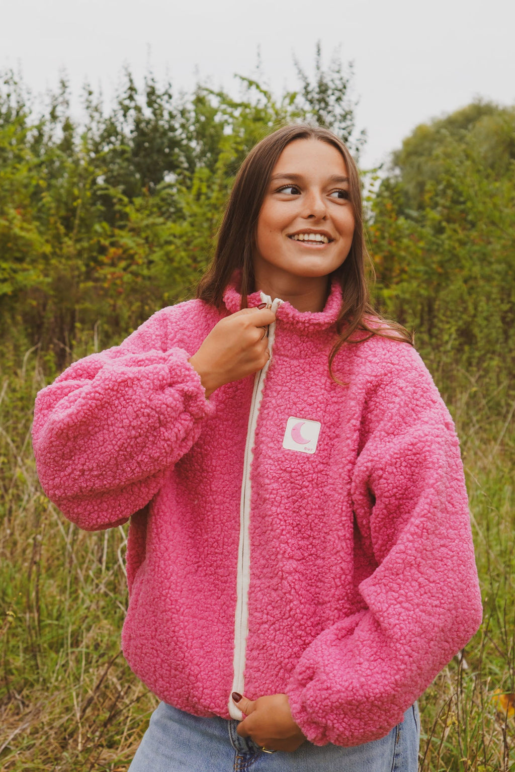 women teddy JACKET funky pink