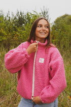women teddy JACKET funky pink