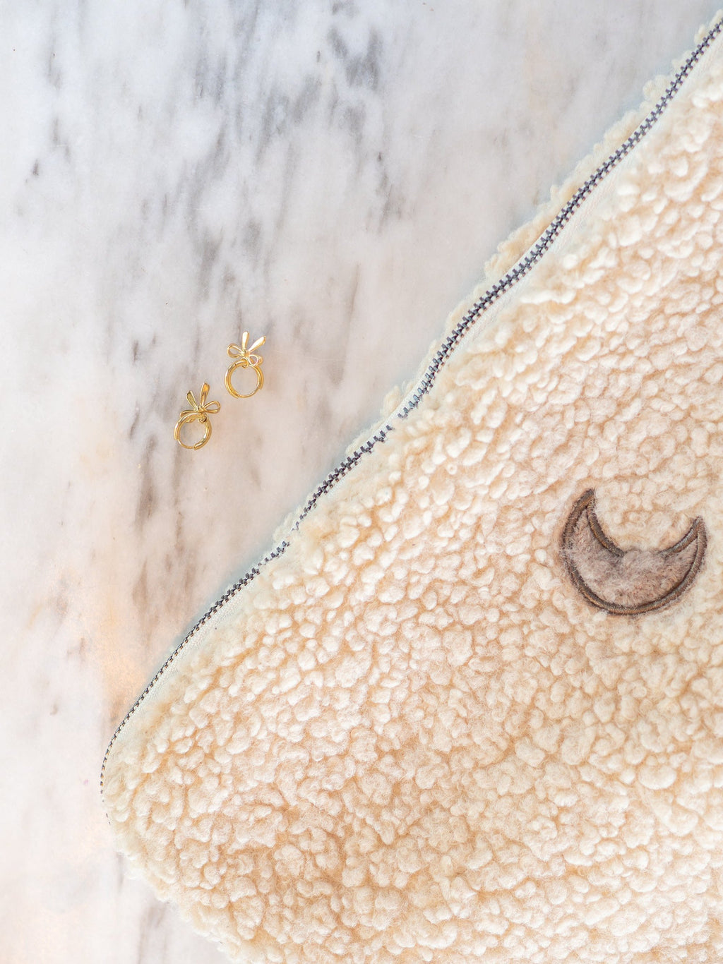 beige MOON teddy laptop sleeve