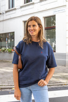 women sweat t-shirt RED MOON midnight blue