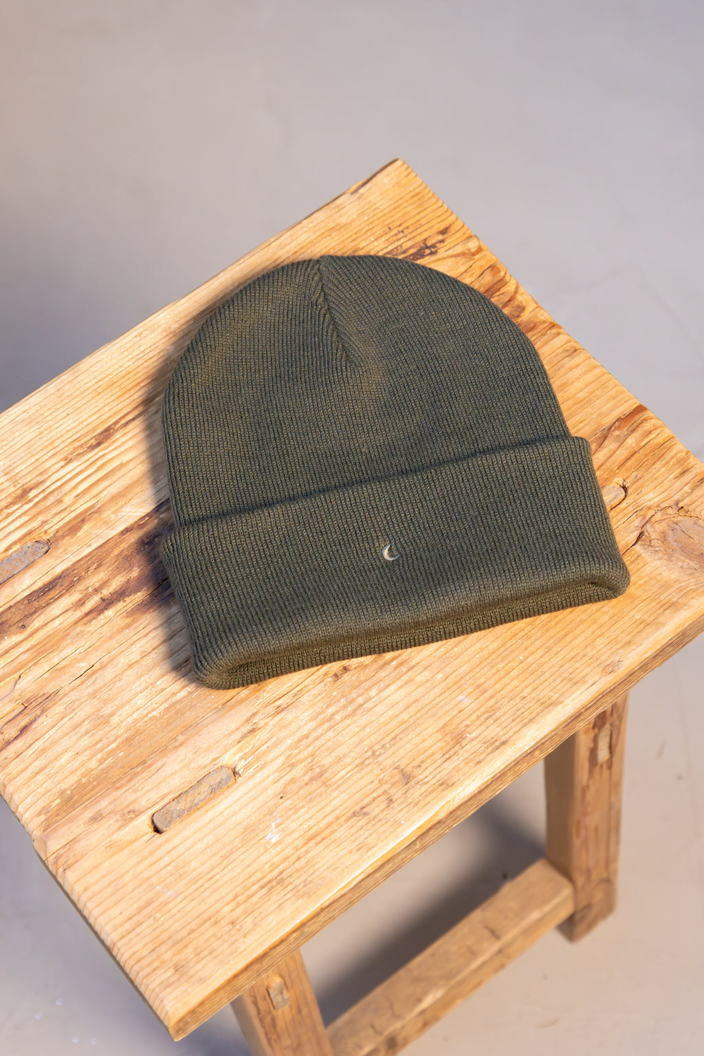 olive green moon BEANIE