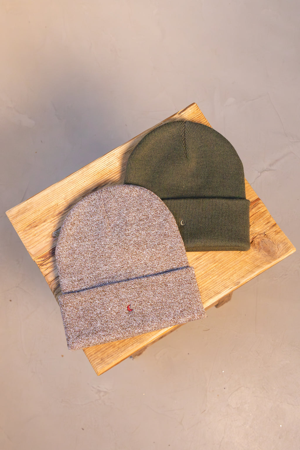 olive green moon BEANIE