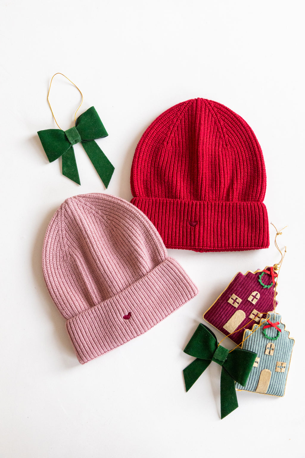 love red HEART beanie