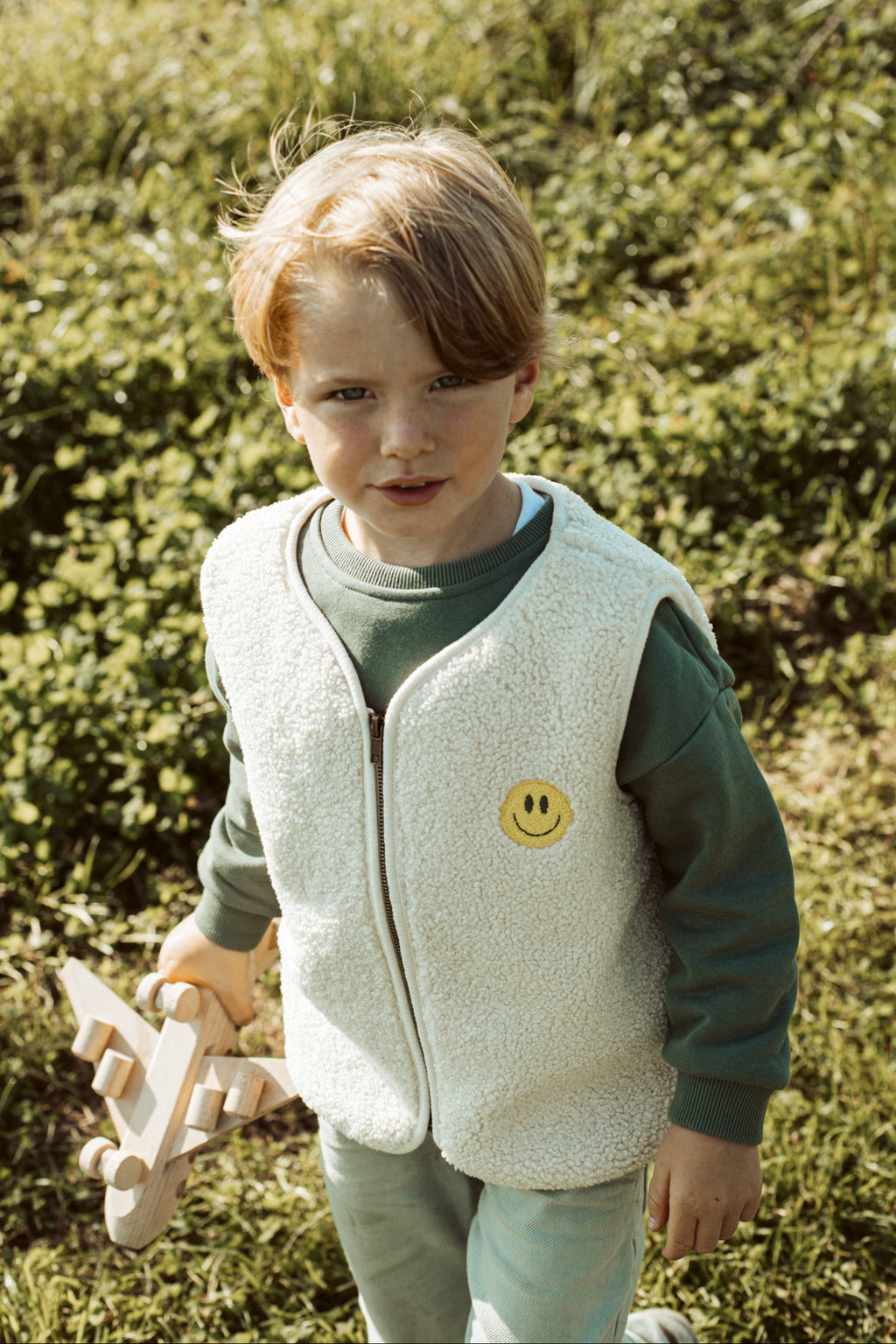 little teddy SMILEY VEST ecru