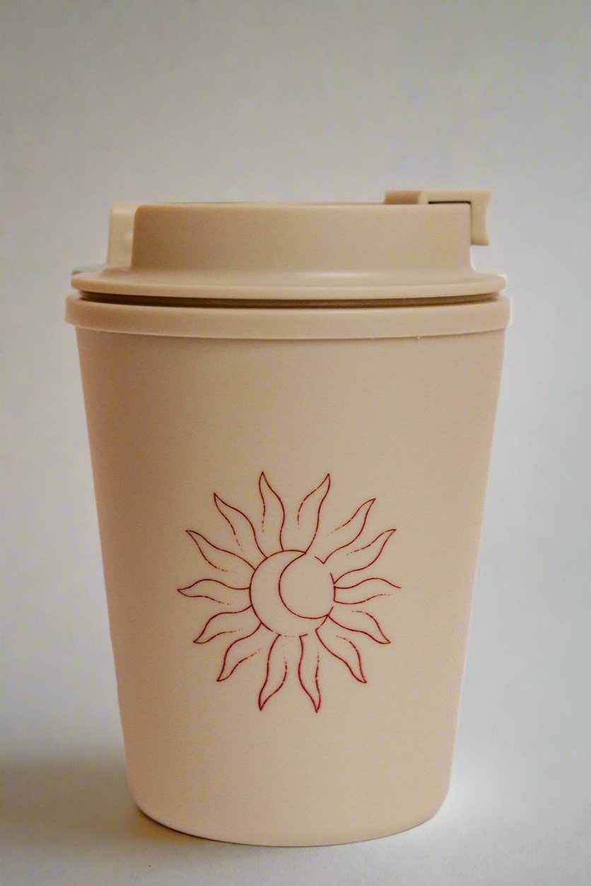 beige SUN MOON coffee cup to go