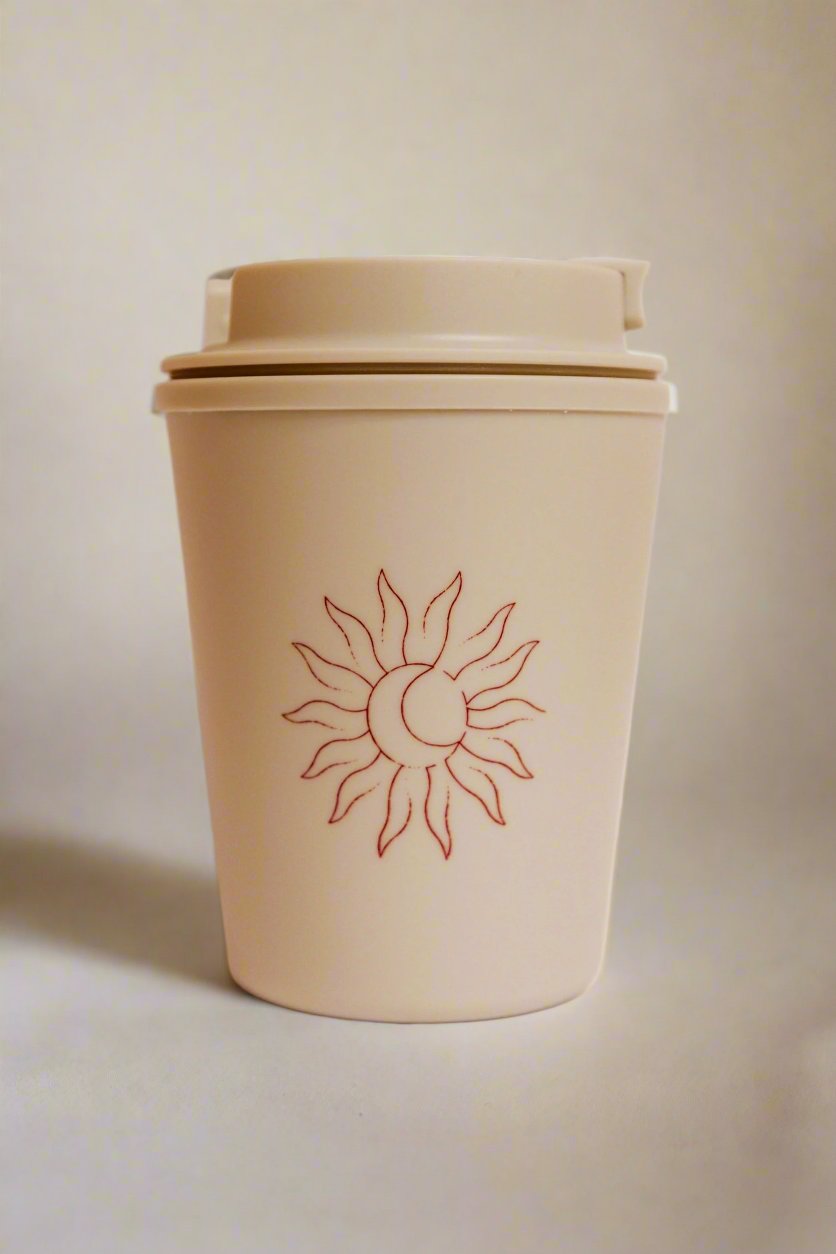 beige SUN MOON coffee cup to go