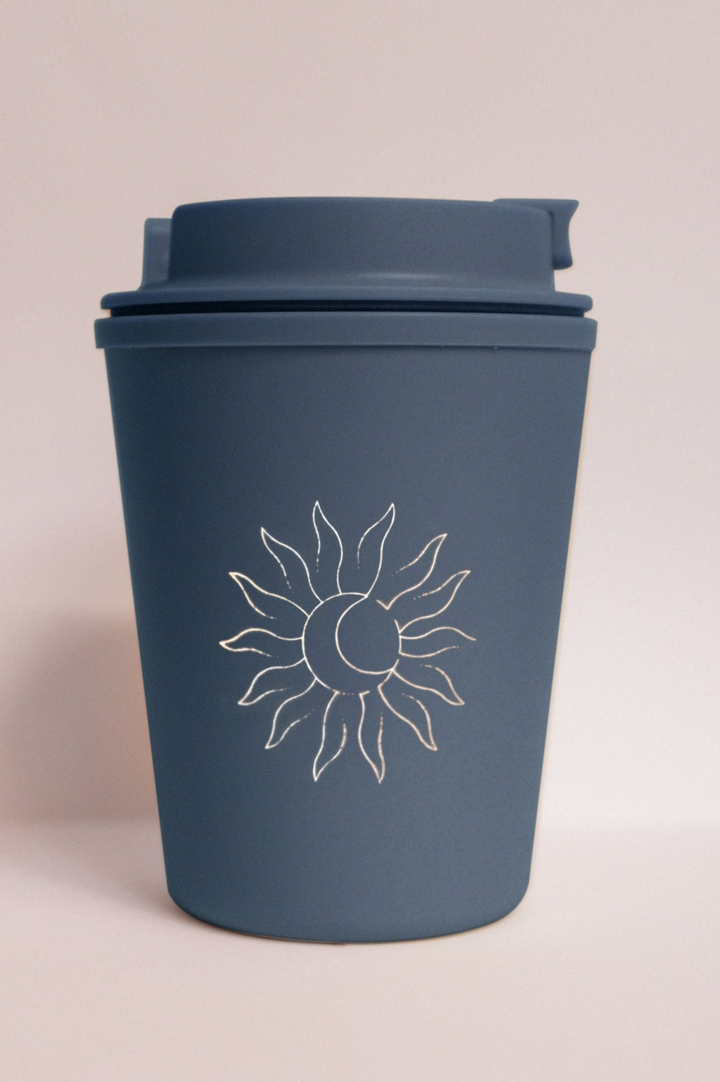 blue SUN MOON coffee cup to go