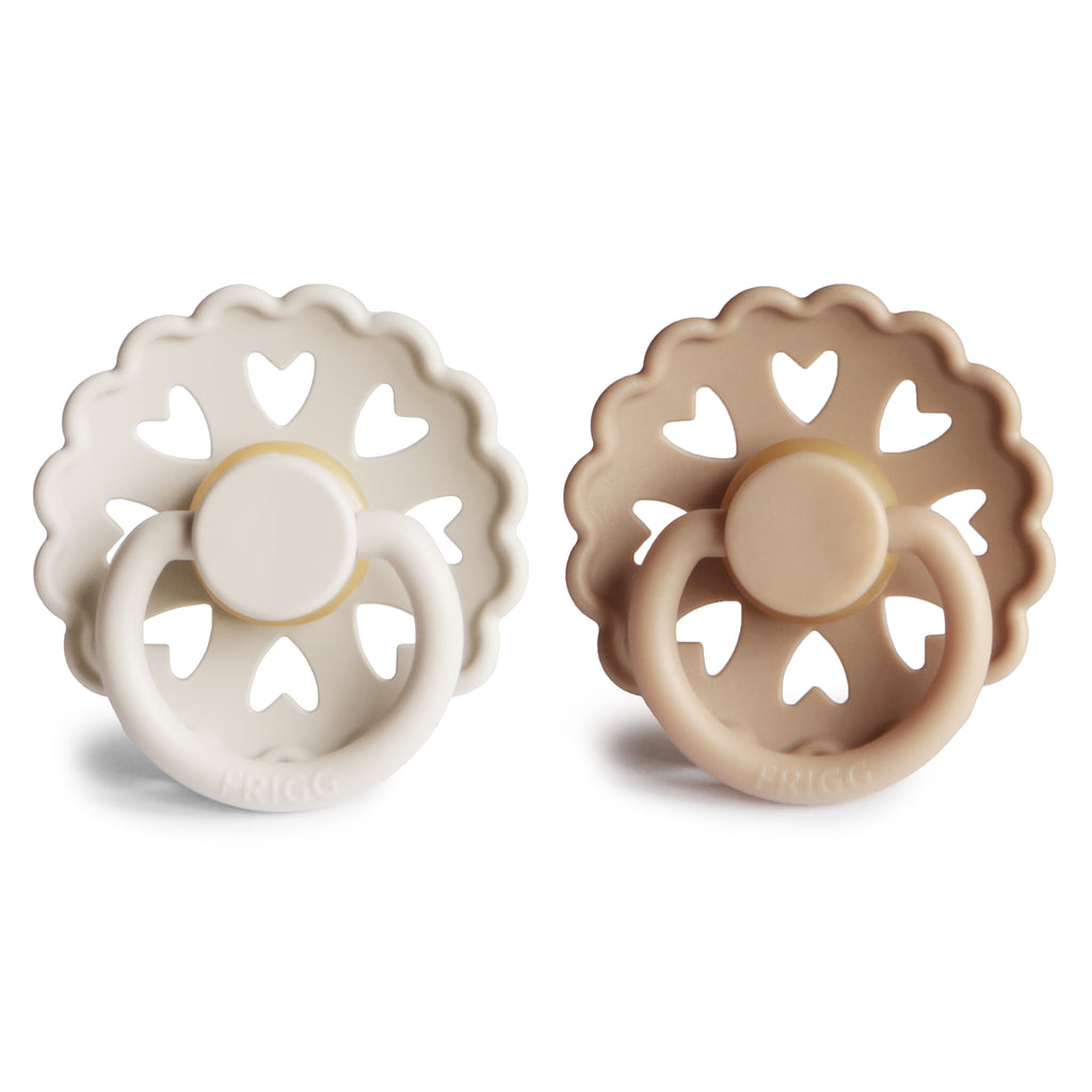 cream & croissant HEARTS PACIFIER