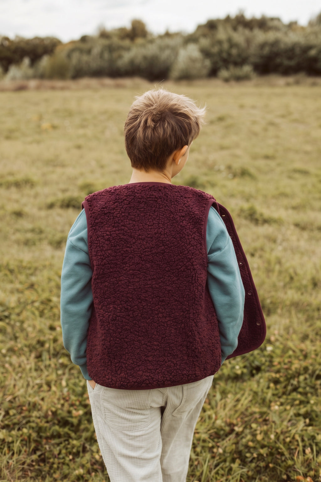 little sleeveless teddy VEST burgundy