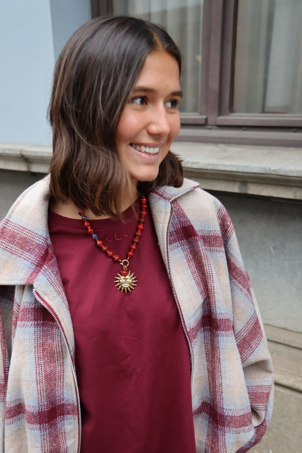 burgundy SUN necklace